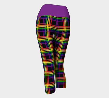 Rainbow and Black Plaid Yoga Capris