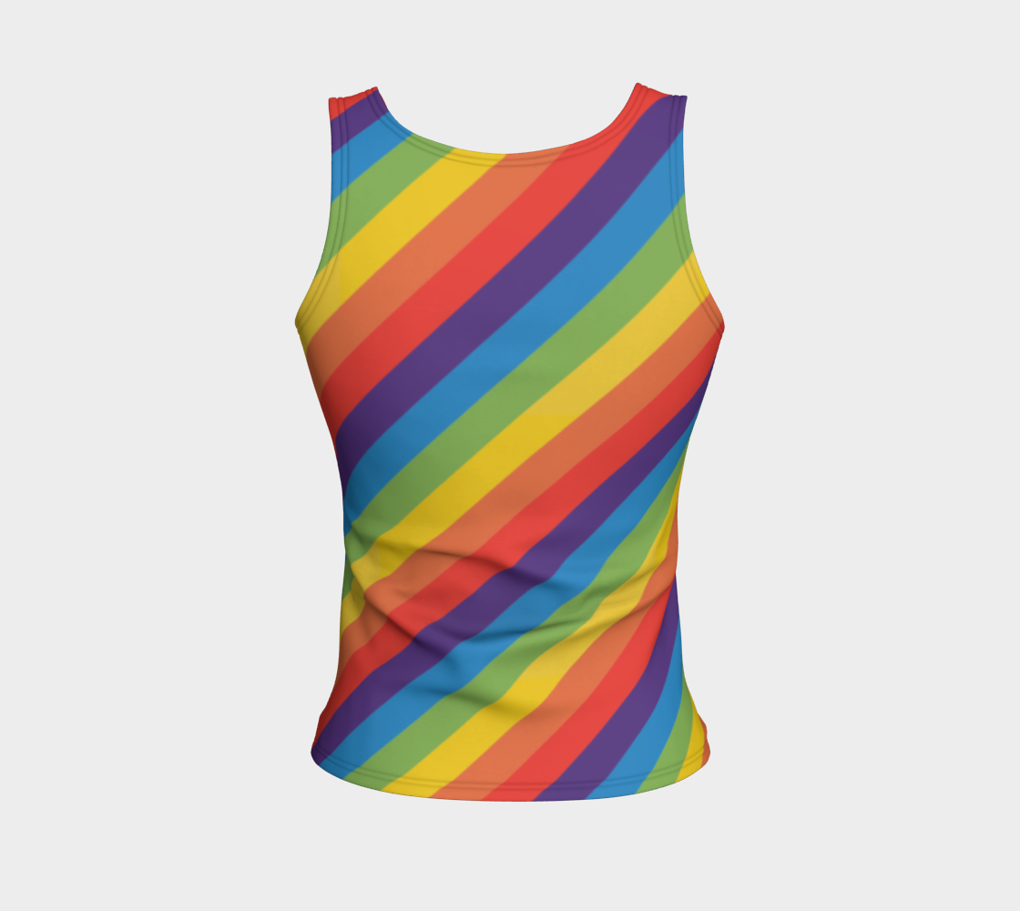 Muted Rainbow Striped Fitted Tank