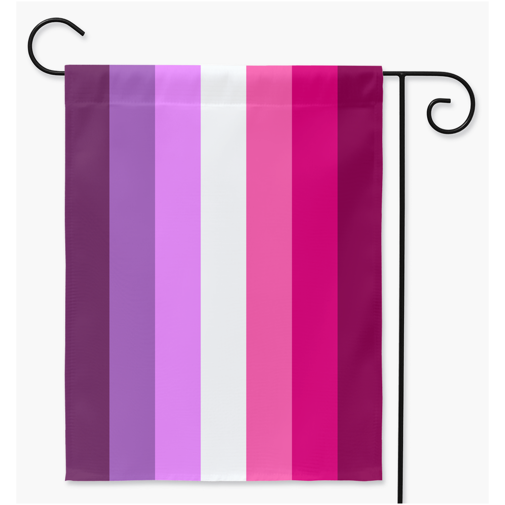 Lesbienne - V2 Drapeaux de cour et de jardin | Simple ou double face | 2 tailles | Orientations romantiques et sexuelles