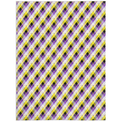 Nonbinary Bright Argyle Plaid Pride Minky Blankets