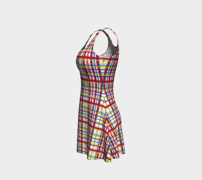 Vestido acampanado a cuadros Rainbow Madras