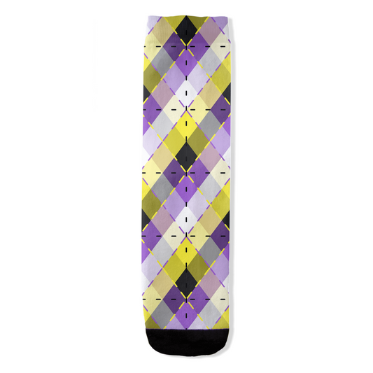 Chaussettes Nonbinary Bright Argyle Plaid All-Over Print