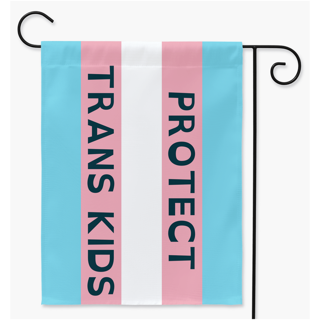 Protect Trans Kids - Open Dyslexic Dark Yard & Garden Flags | Single Or Double-Sided | 2 Sizes