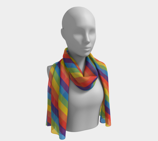 Muted Rainbow Striped  Long Scarf