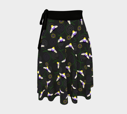 Pride-themed Bumblebees and Vine Trellis Pattern Wrap Skirt | Choose Your Colourway